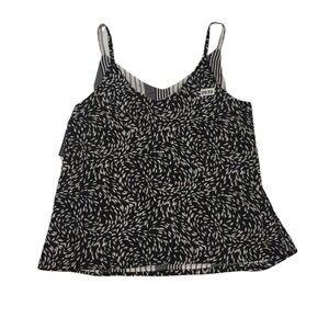 Dex Tank Top Reversible Women 2X Black White Geometric Fleck Striped Lightwt NWT